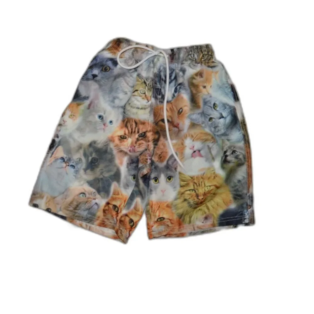 Swim Suit Trunks Bathing Lot of 4 Boys 10-12 Cats Golf Patriotic USA American